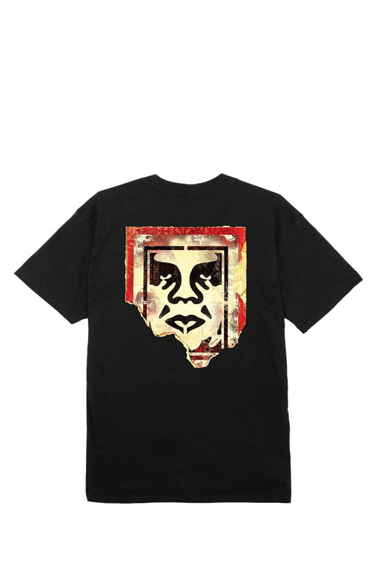 T-SHIRT OBEY UOMO RIPPED ICON TEE BLACK
