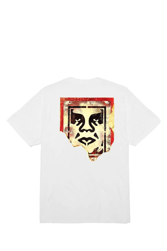 T-SHIRT OBEY UOMO RIPPED ICON TEE WHITE
