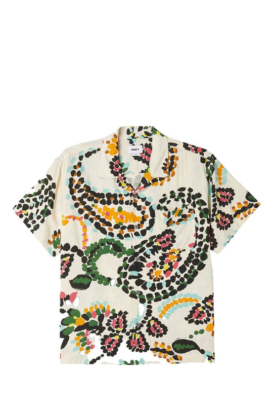 CAMICIA UOMO OBEY PAISLEY DOTS WOVEN WHITE SMOKE