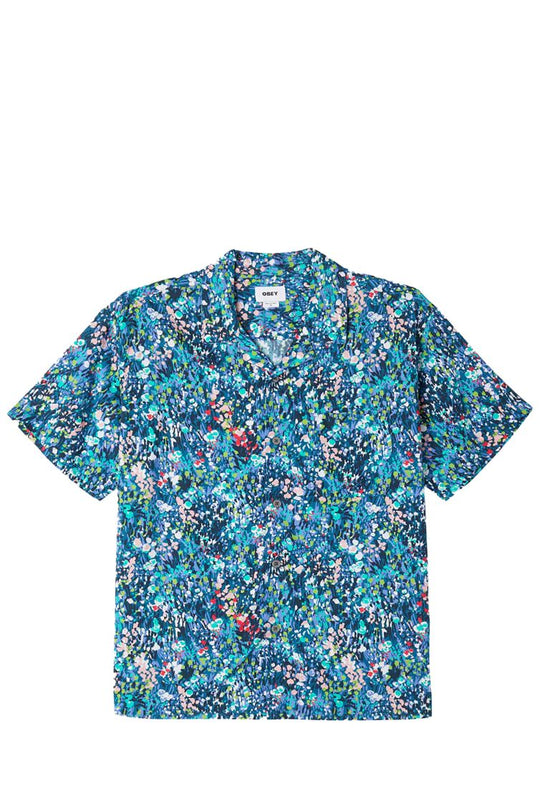 CAMICIA UOMO OBEY THE GARDEN WOVEN TEAL BLUE